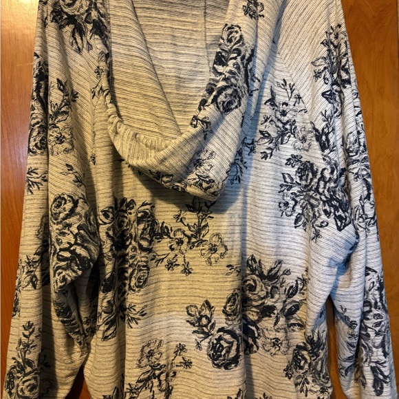 Maurices Striped Zip-Up Sweater - Gray and Cream - Picture 2 of 3